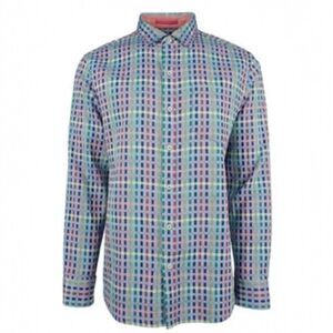 Tommy Bahama Men's Shirt Sz XXL Cotton Silk Blue Multicolor Check Colorful 2XL